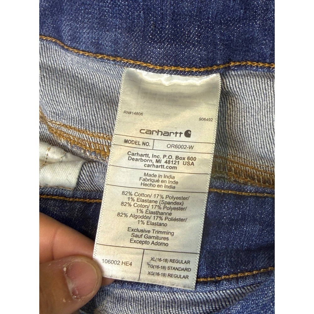 Carhartt Denim Overalls Women's XL Blue Excellent Relaxed Fit OR6002-W - Picture 7 of 13